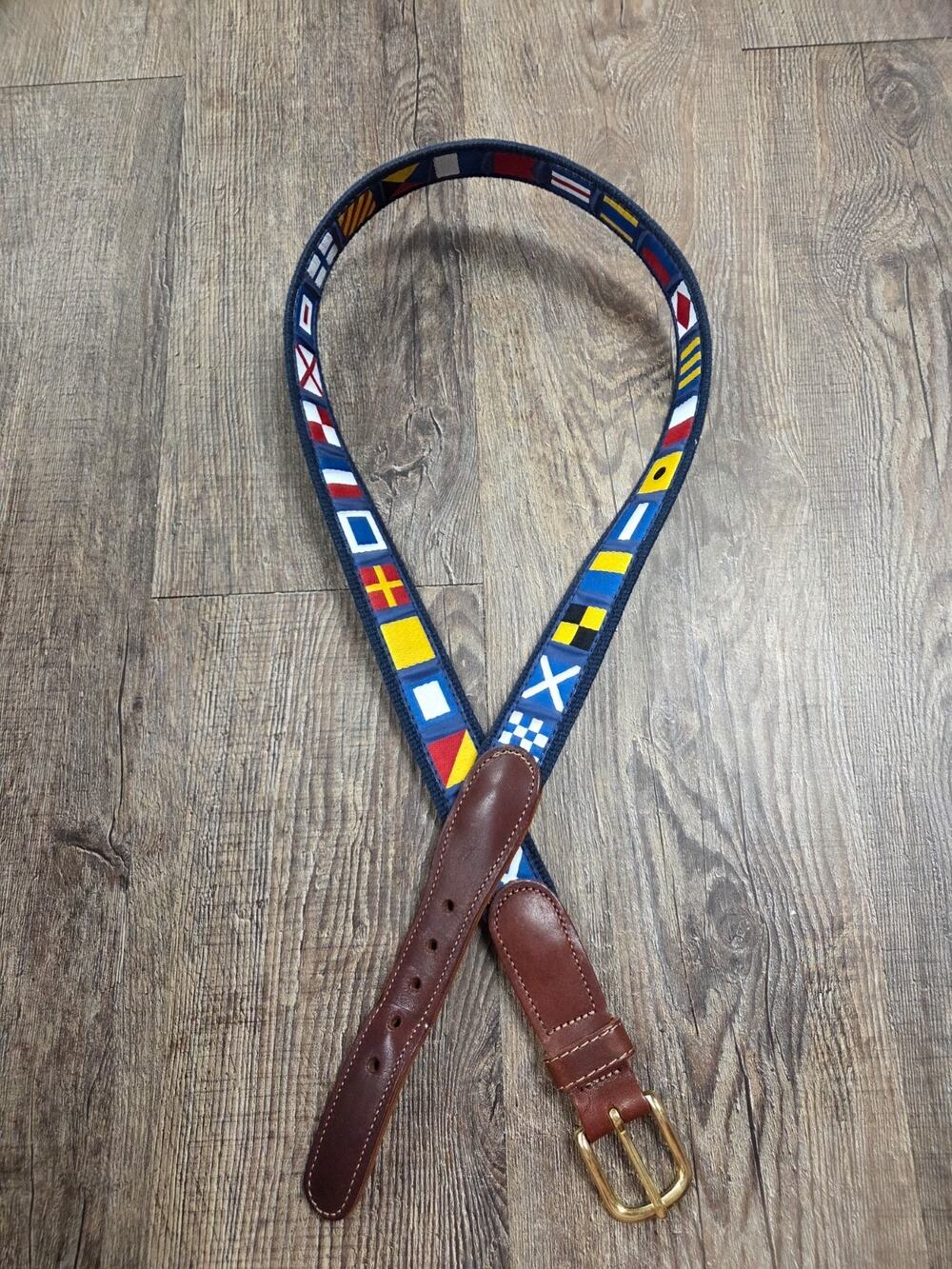 Preston New England USA maritime signal code flags Leather Belt 36 Nautical